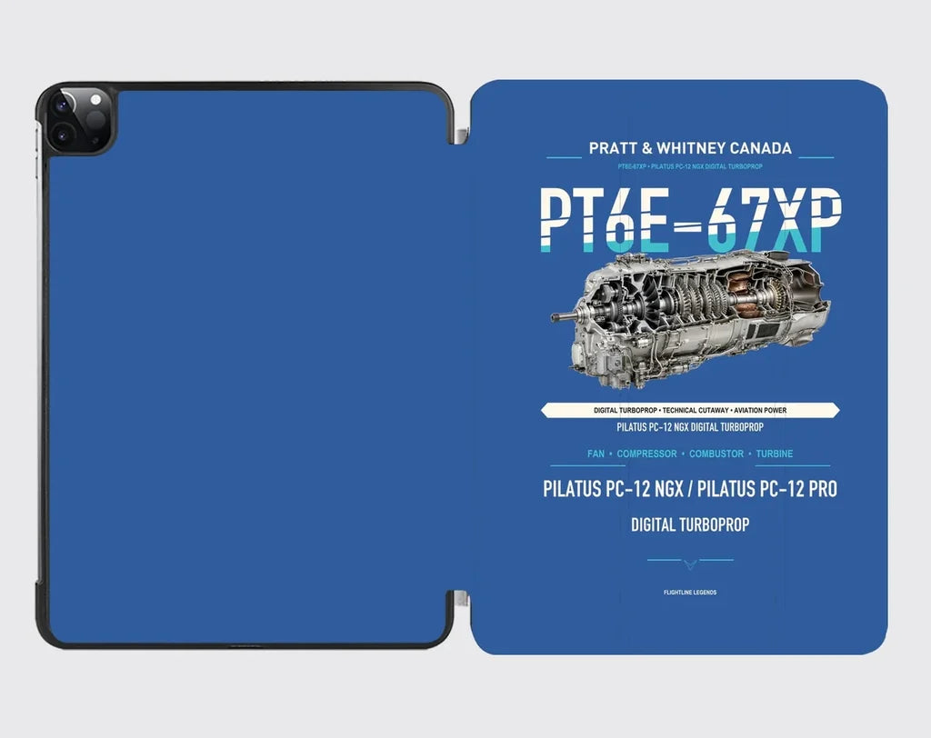 PT6E-67XP design on blue ipad tablet case