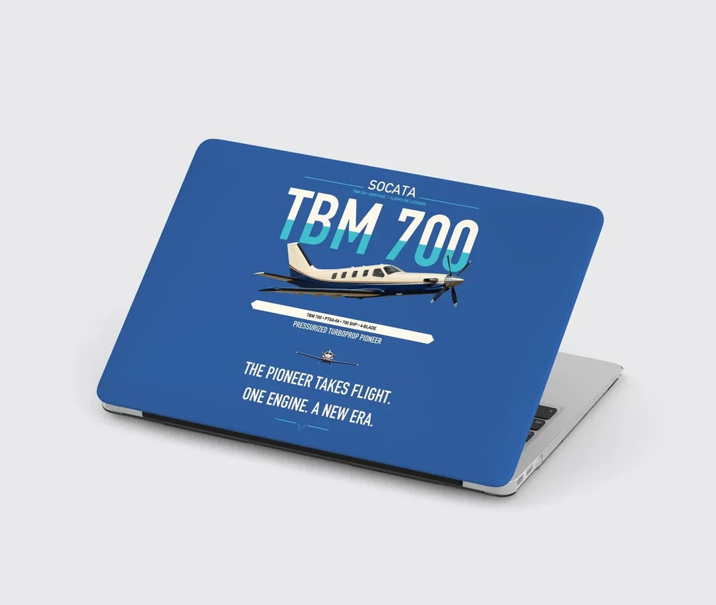 Socata TBM 700 design on blue MacBook case