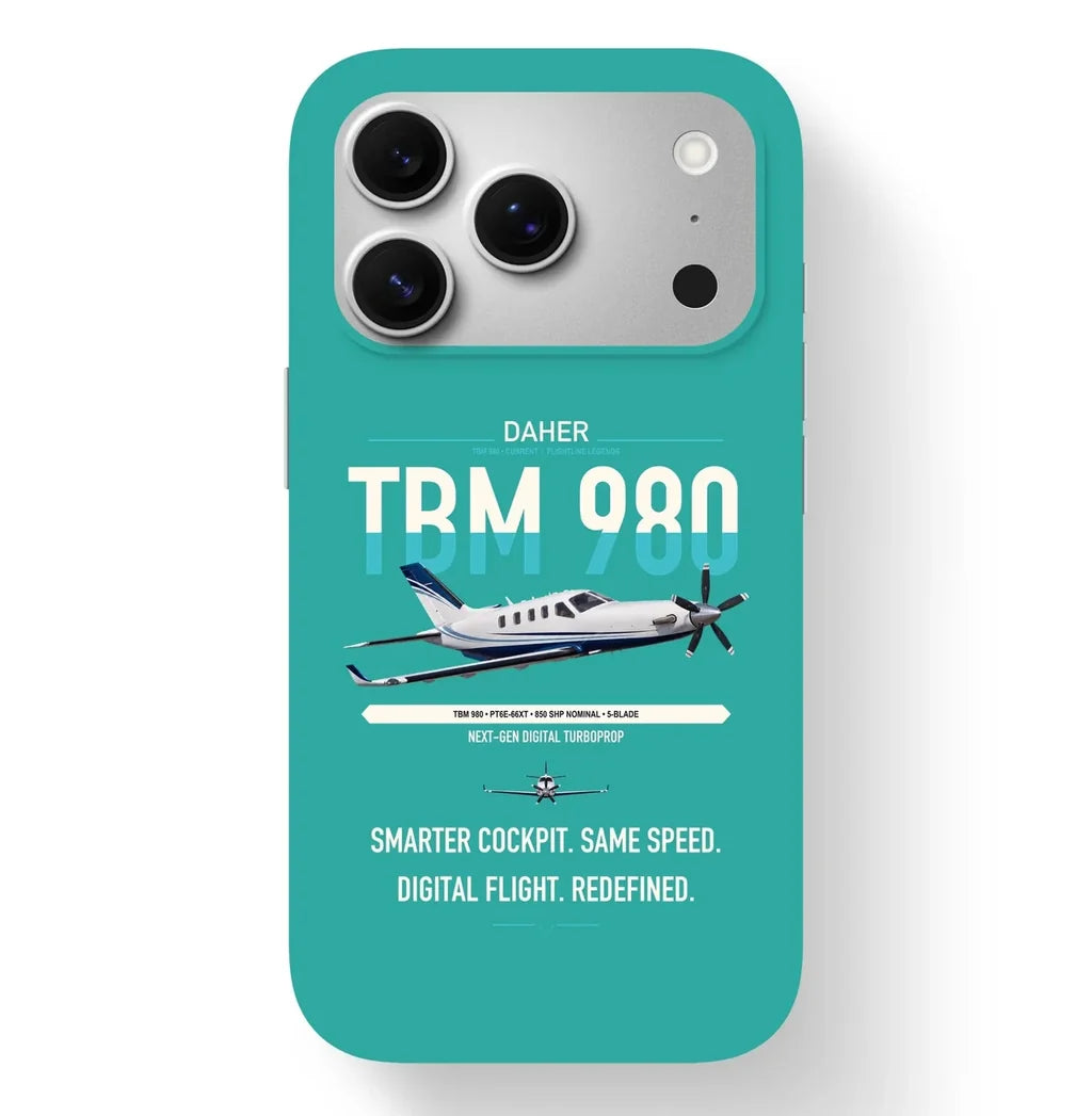 Daher TBM 980 design on turquoise magsafe iphone case, for iPhone 17 Pro