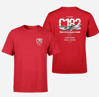 Thumbnail for Cessna 182 Skylane design on red t-shirt, double-side print
