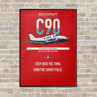 Thumbnail for Beechcraft King Air C90 vertical canvas print - framed - red background