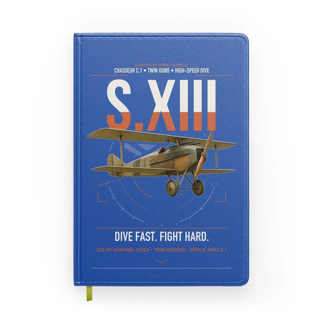 SPAD S.XIII C.1 design on blue notebook