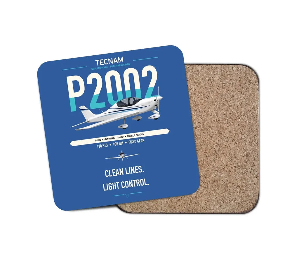 Tecnam P2002 Sierra MkII design on blue 1 piece coaster