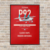 Thumbnail for Tecnam P92 Echo MkII vertical canvas print - framed - red background