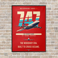 Thumbnail for Boeing 747-200B vertical canvas print - framed - red background