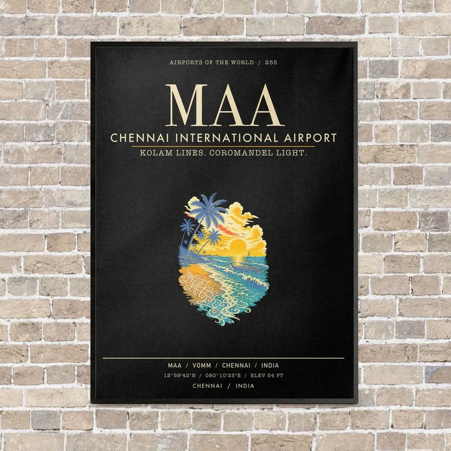 Chennai International Airport MAA - Canvas Framed - Black