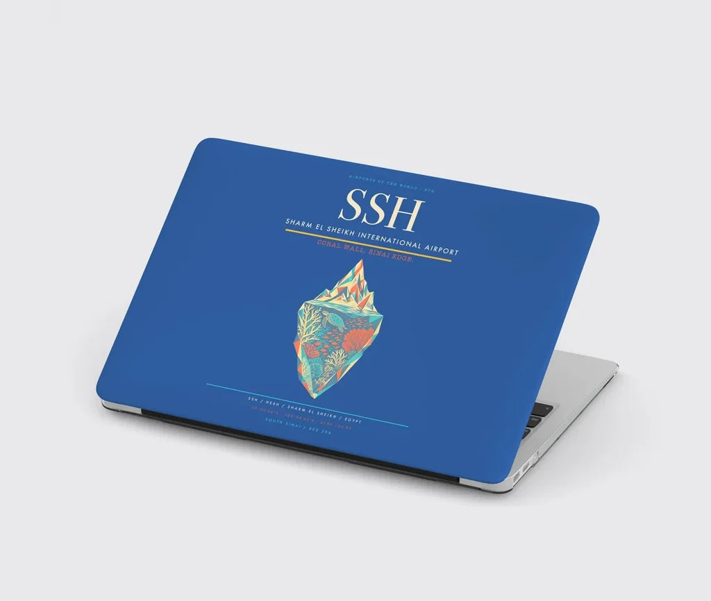 Sharm El Sheikh International Airport (SSH) design on blue MacBook case