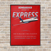 Thumbnail for Bombardier Global Express vertical canvas print - framed - red background