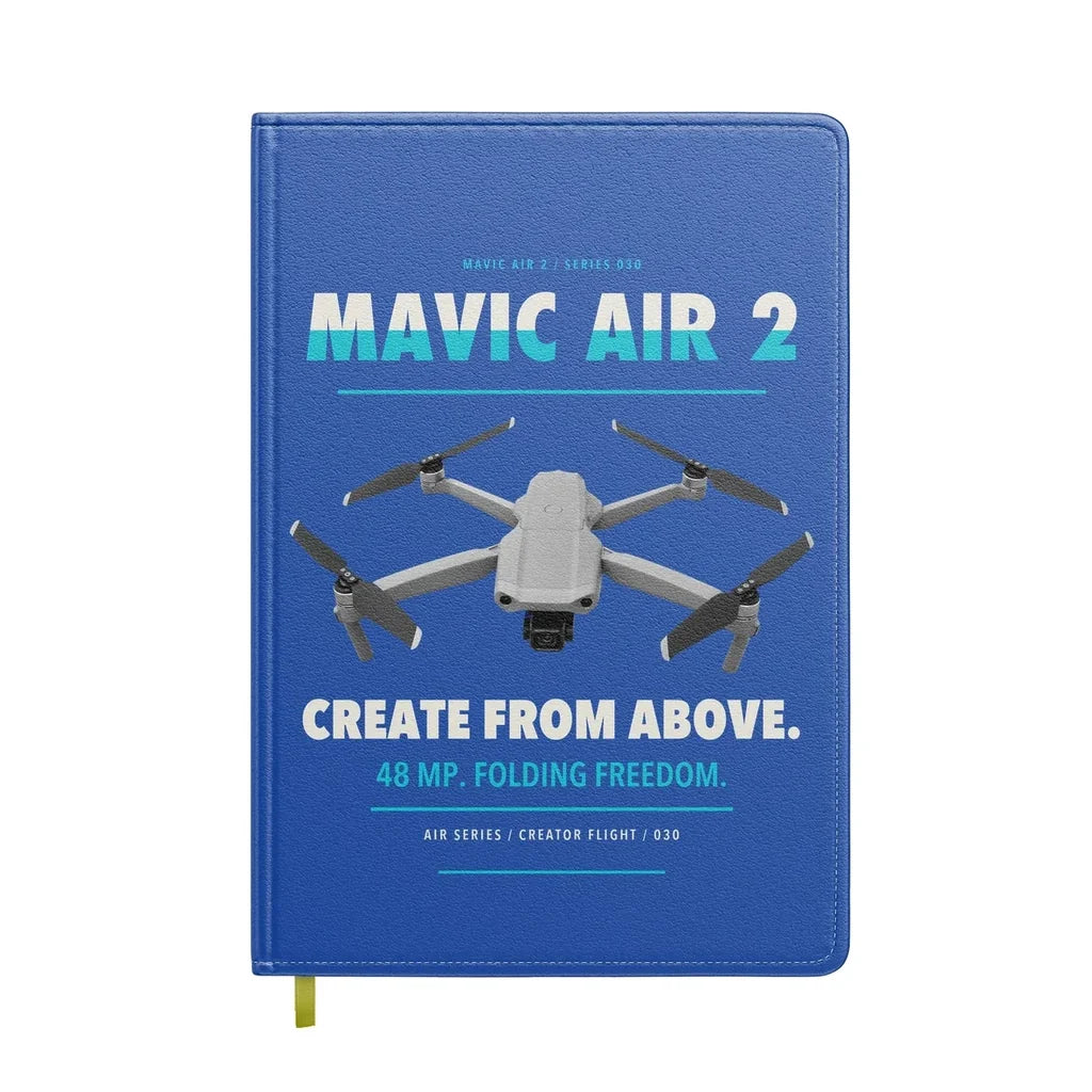 DJI Mavic Air 2 design on blue notebook