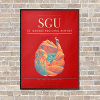 Thumbnail for St. George Regional Airport SGU vertical canvas print - framed - red background
