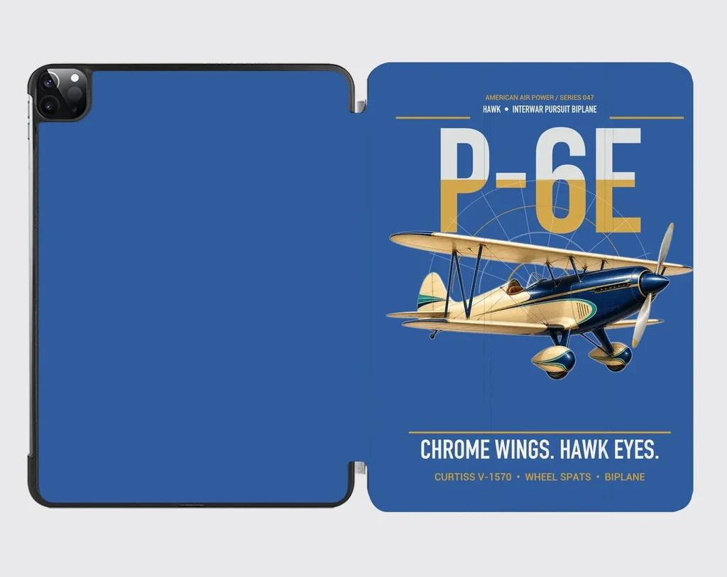 Curtiss P-6E Hawk design on blue ipad tablet case