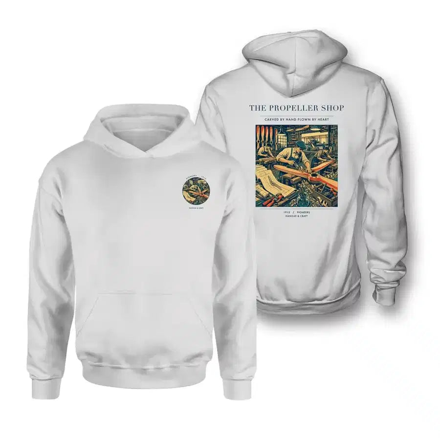 VINTAGE G4014 - The Propeller Shop - Double-Side Hoodie design on white double side