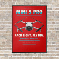 Thumbnail for DJI Mini 5 Pro vertical canvas print - framed - red background