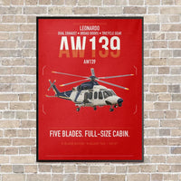 Thumbnail for Leonardo AW139 vertical canvas print - framed - red background