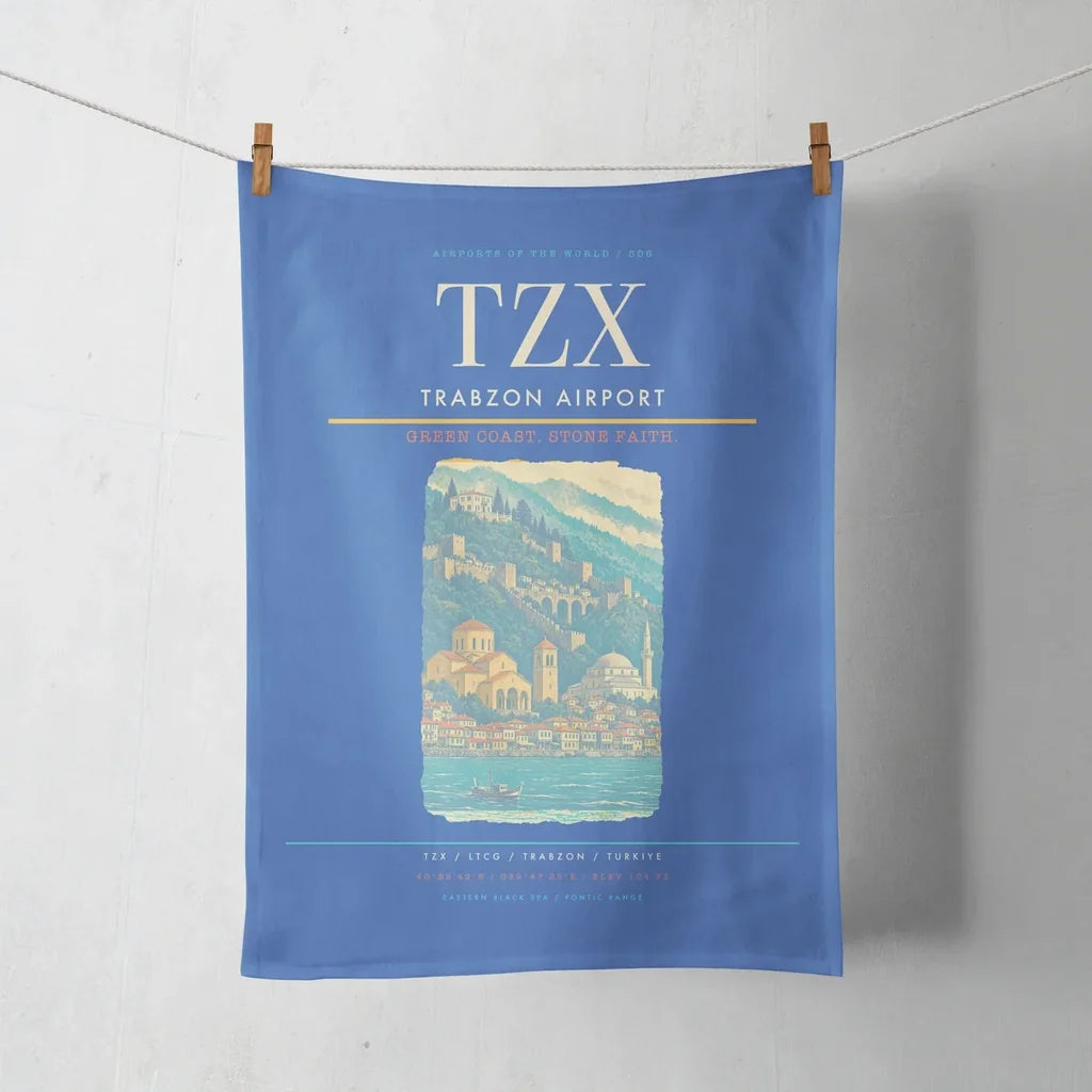 Trabzon Airport (TZX) design on blue towel