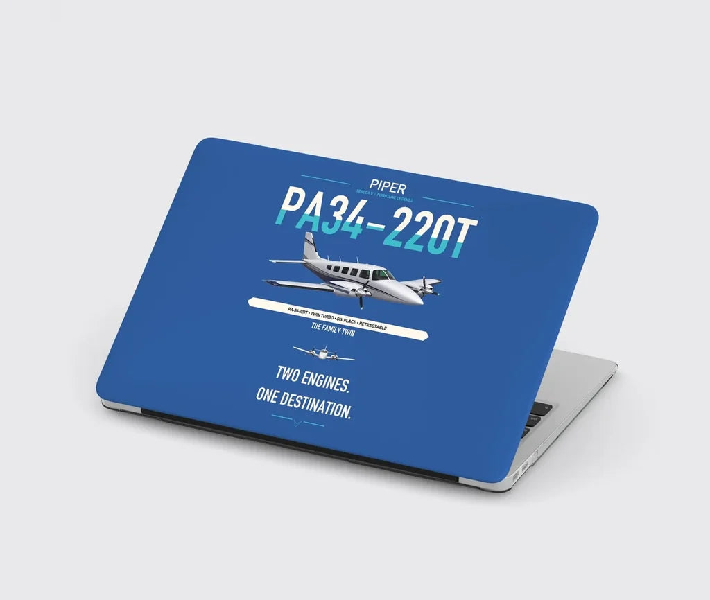 Piper PA-34-220T Seneca V design on blue MacBook case