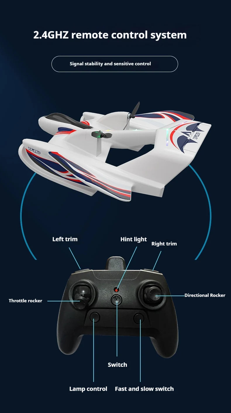 Amphibious Waterproof Gyro Stabilized EPP Foam Fixed-Wing Glider Aircraft Remote Control Plane - view 15
