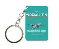 Thumbnail for Airbus C295M T.21 design on turquoise designed key chain, double-side print