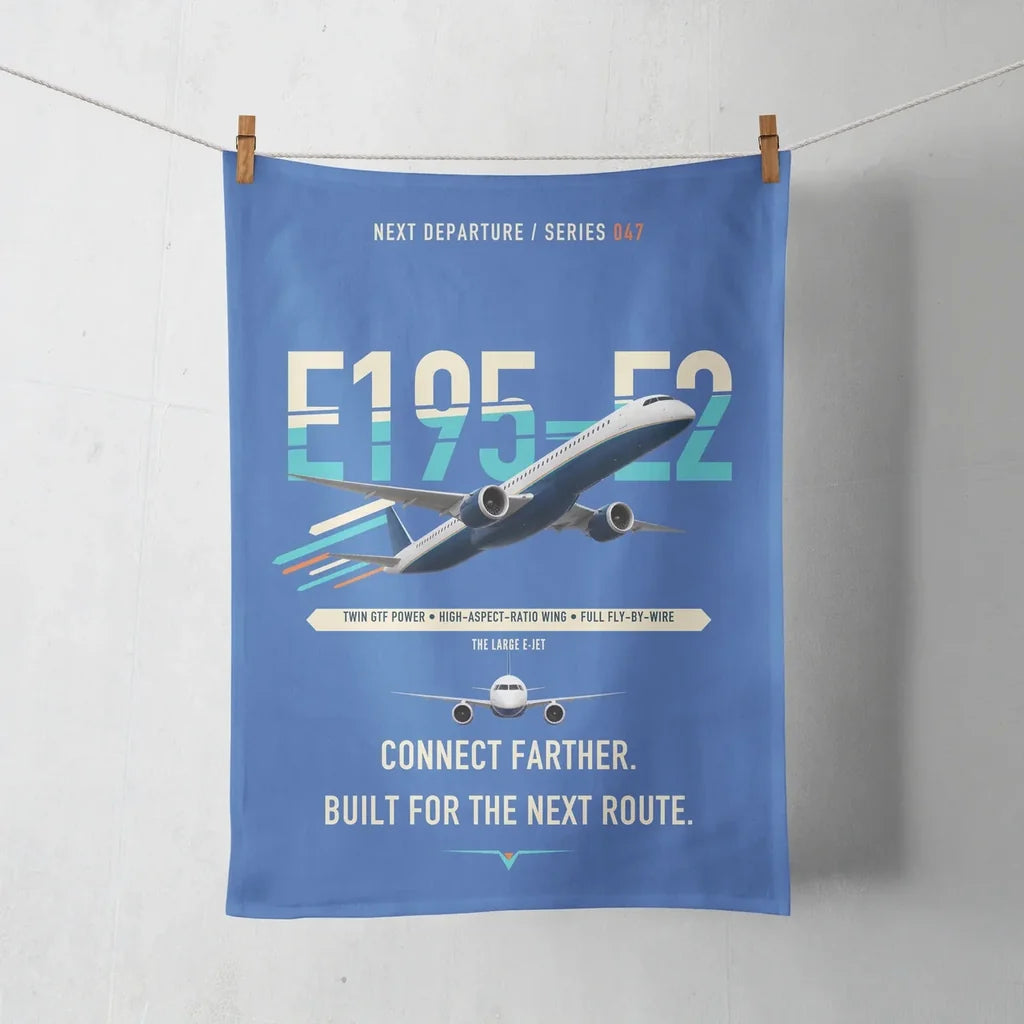 Embraer E195-E2 design on blue towel