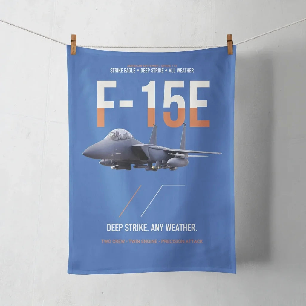 F-15E Strike Eagle Deep Strike Any Weather design on blue towel