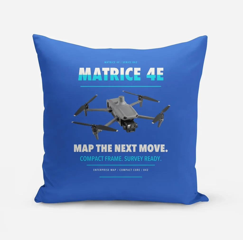 DJI Matrice 4E design on blue pillow