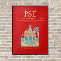 Thumbnail for Mercedita Airport PSE — Ponce vertical canvas print - framed - red background