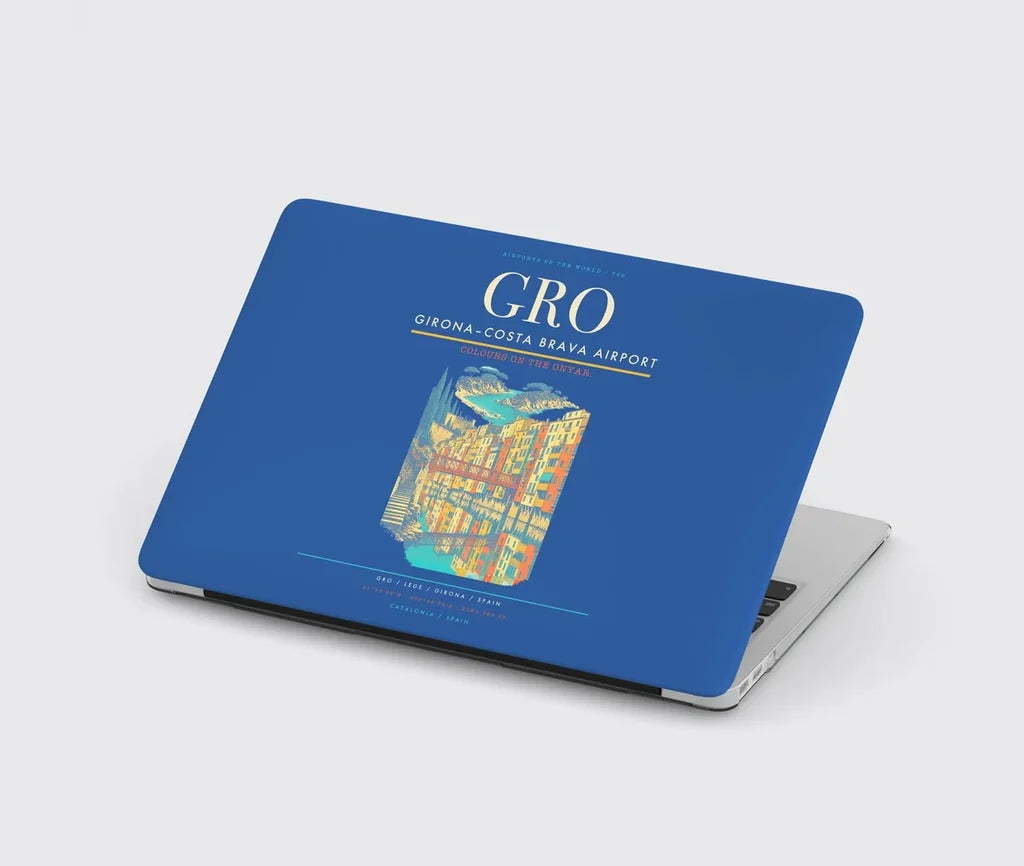 Girona–Costa Brava Airport (GRO) design on blue MacBook case