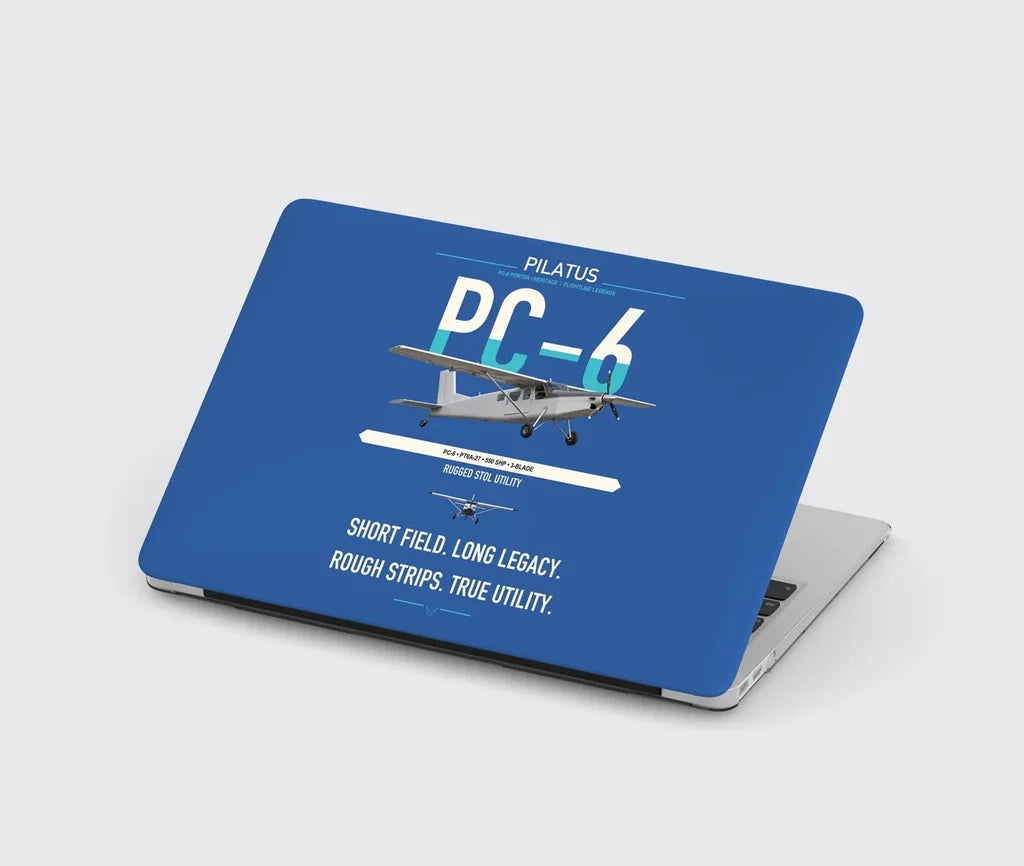 Pilatus PC-6 Porter design on blue MacBook case