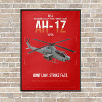 Thumbnail for Bell AH-1Z Viper vertical canvas print - framed - red background