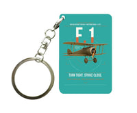 Thumbnail for Sopwith Camel F.1 design on turquoise designed key chain, double-side print