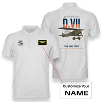 Thumbnail for Fokker D.VII design on white+name double-side polo t-shirt, double-side print