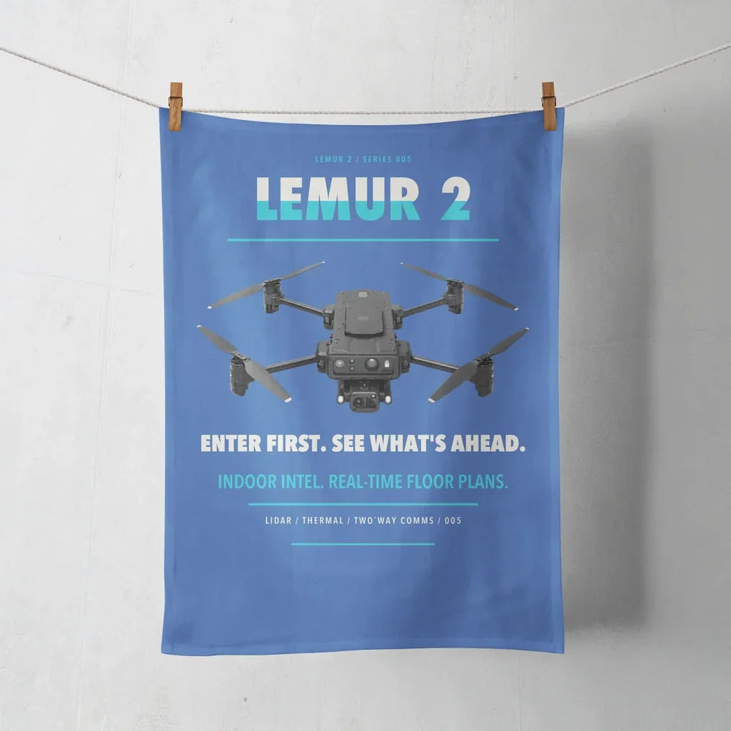 BRINC LEMUR 2 design on blue towel