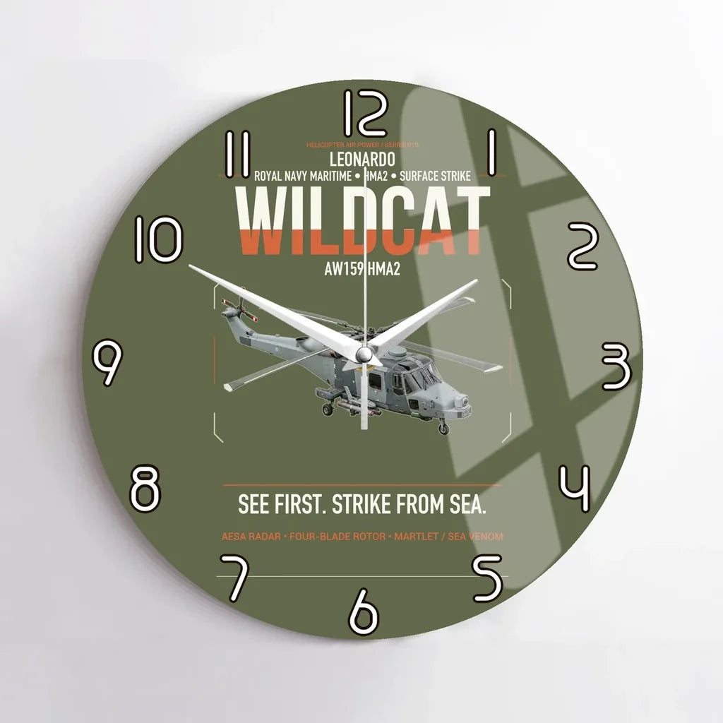 Leonardo AW159 Wildcat HMA2 design on green army no frame wall clock