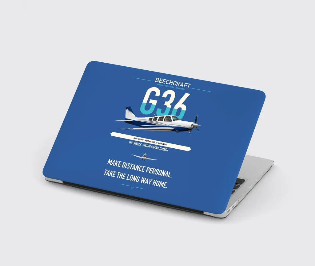 Beechcraft Bonanza G36 design on blue MacBook case
