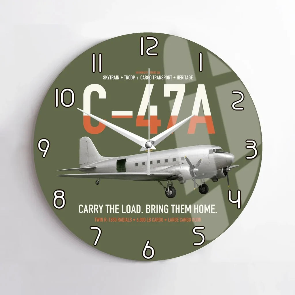 C-47A Skytrain design on green army no frame wall clock