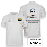 Thumbnail for E-3 Sentry AWACS design on white+name double-side polo t-shirt, double-side print
