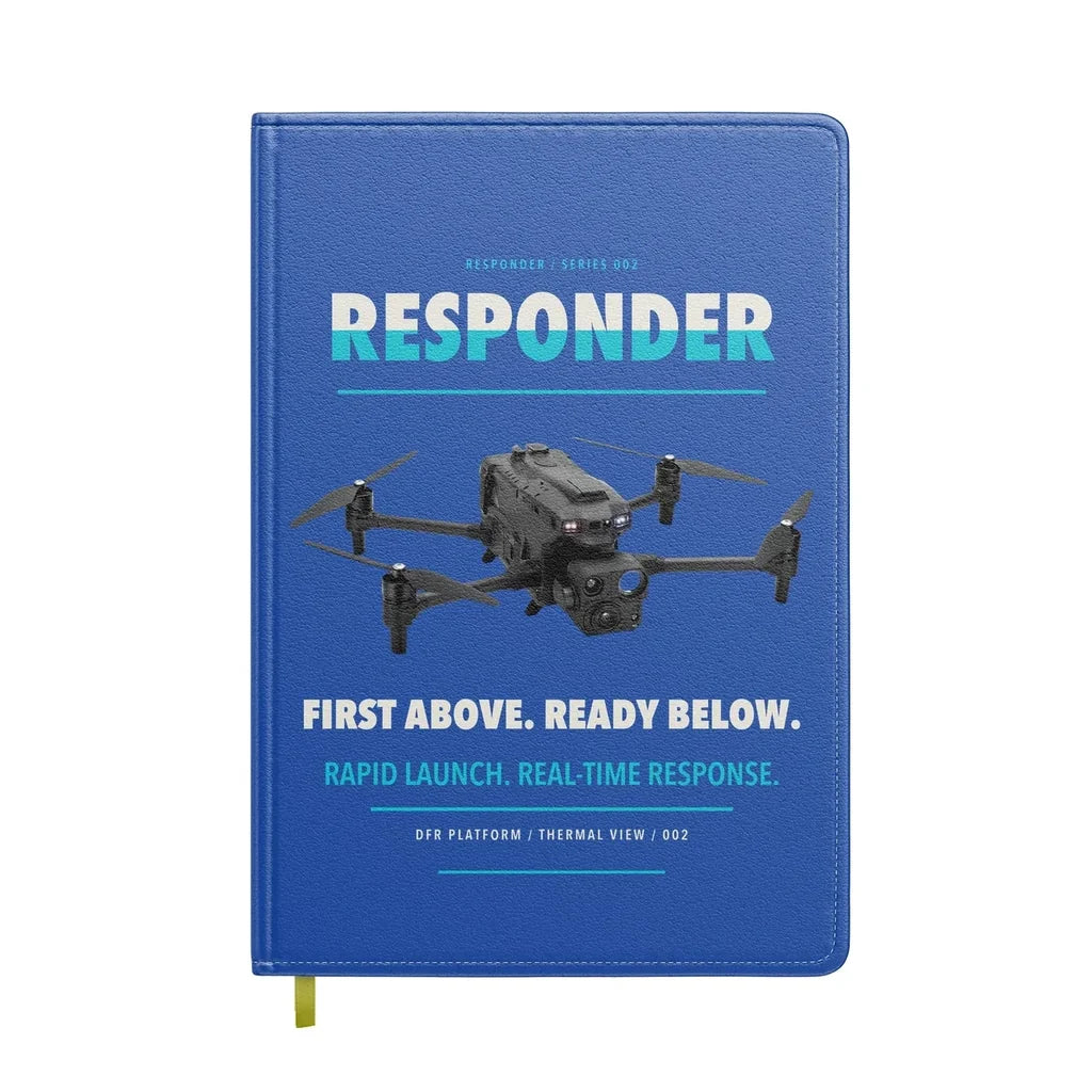 BRINC Responder design on blue notebook