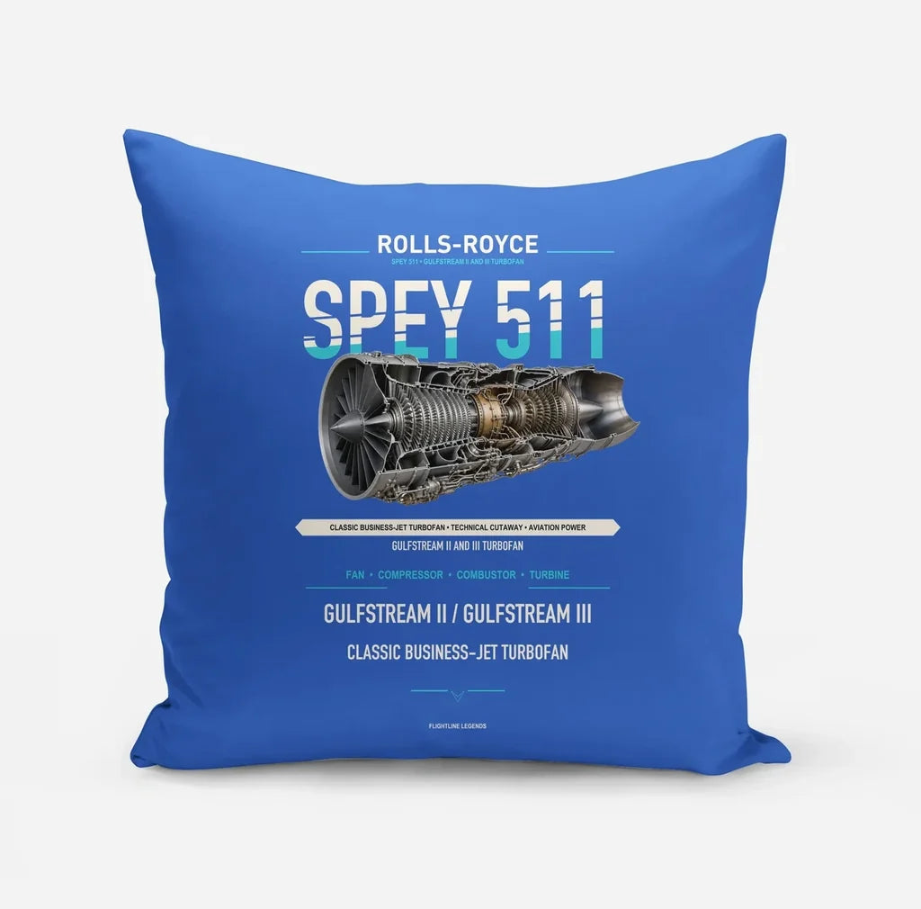 SPEY 511 design on blue pillow