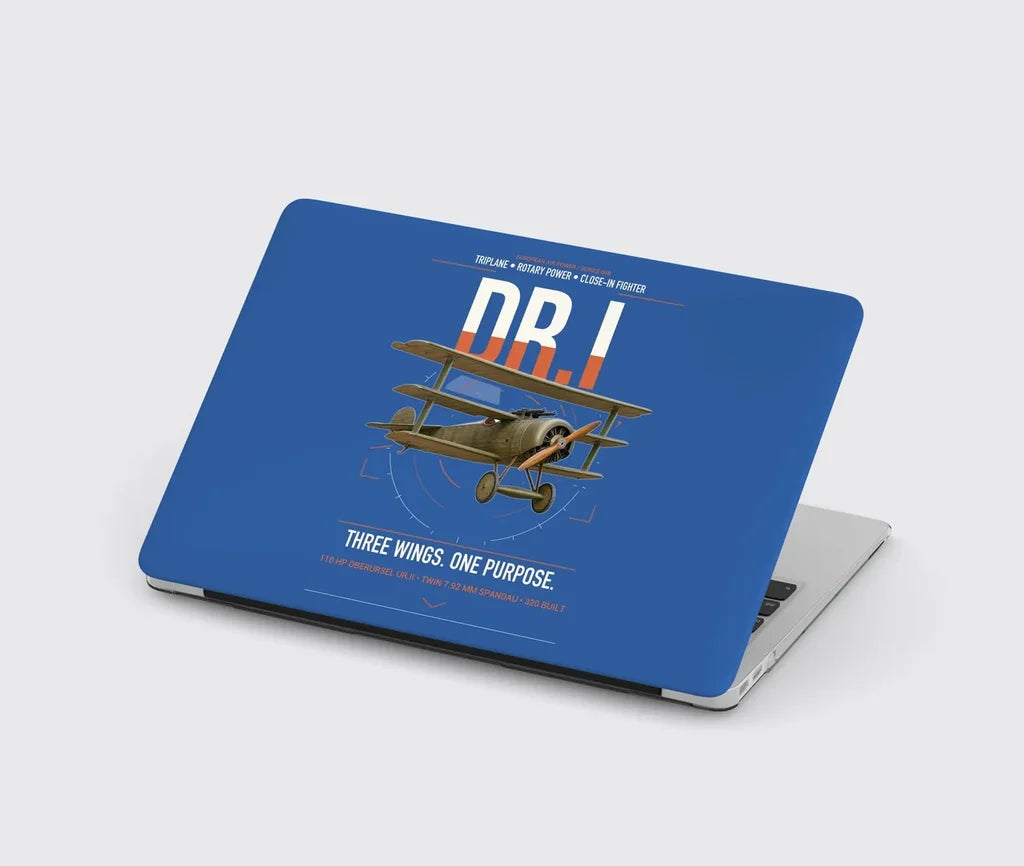 Fokker Dr.I design on blue MacBook case