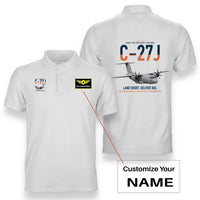 Thumbnail for C-27J Spartan design on white+name double-side polo t-shirt, double-side print
