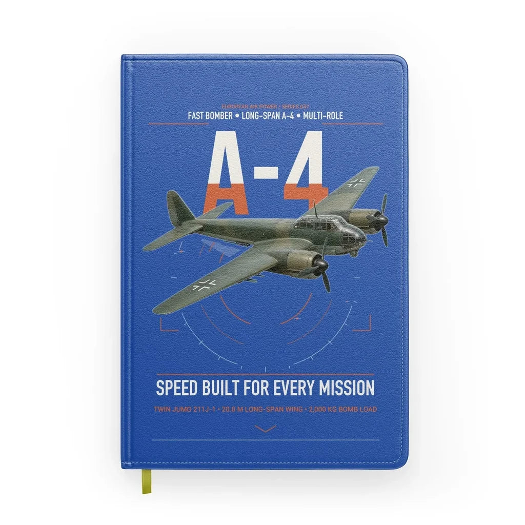 Junkers Ju 88A-4 design on blue notebook