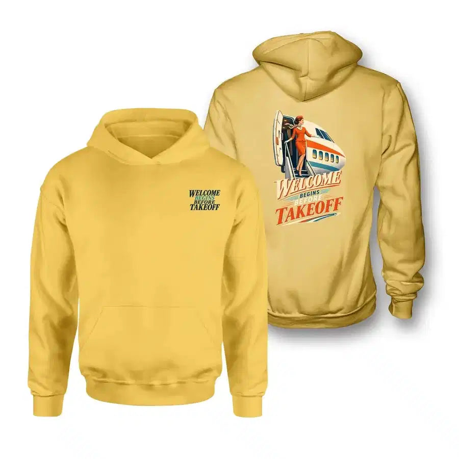 SIGNAL 667 - Welcome Begins Before Takeoff - Double-Side Hoodie design on yellow double side hoodie