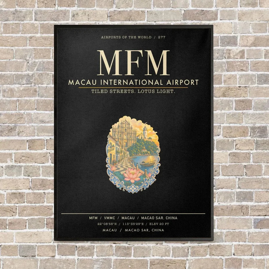 Macau International Airport MFM - Canvas Framed - Black