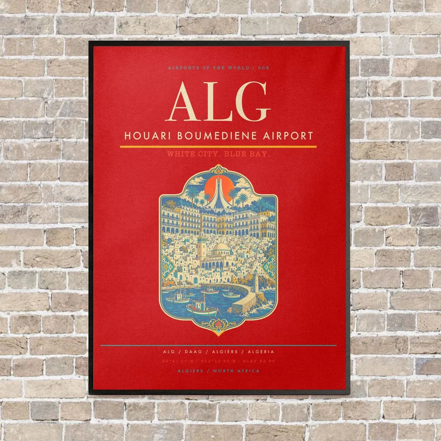 Houari Boumediene Airport ALG - Canvas Framed - Red