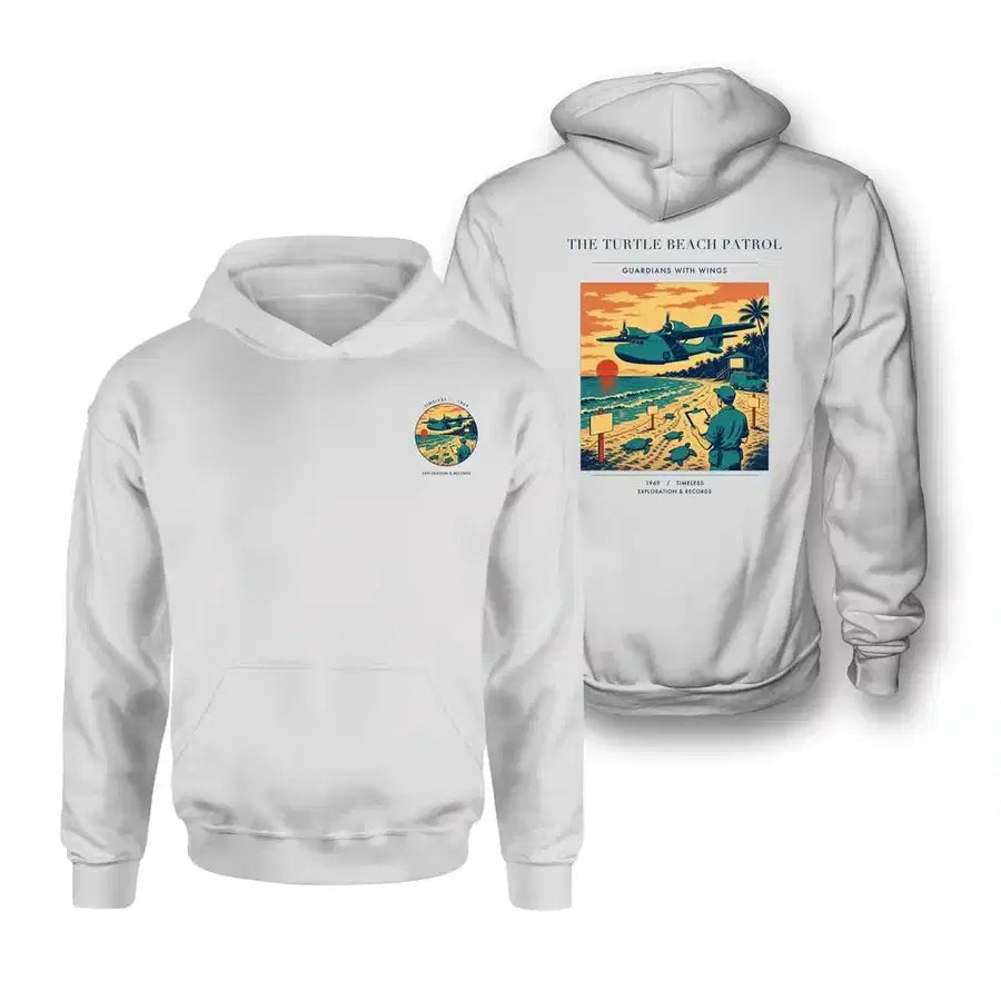VINTAGE G4443 - The Turtle Beach Patrol - Double-Side Hoodie design on white double side