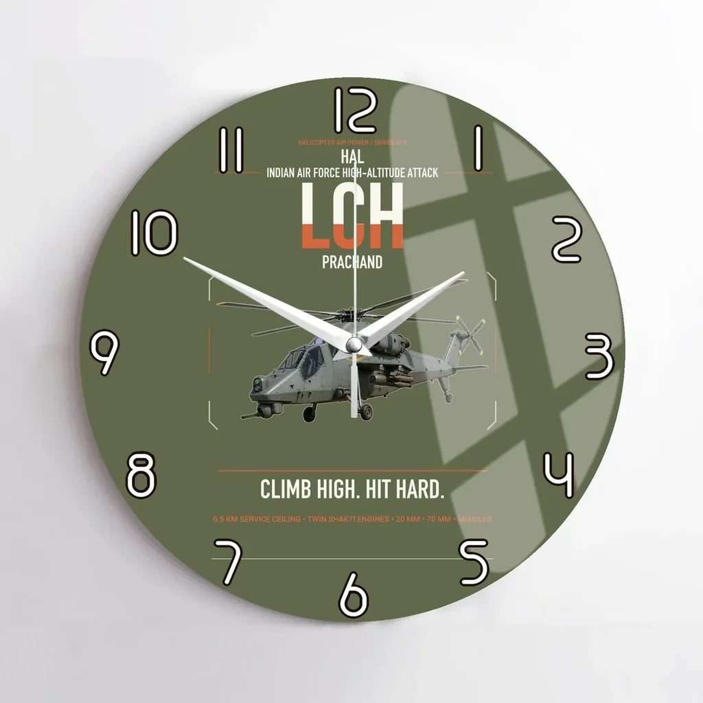 HAL LCH Prachand design on green army no frame wall clock