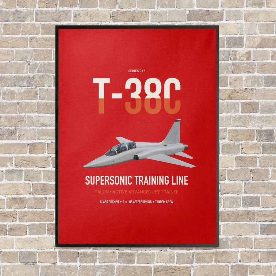 T-38C Talon vertical canvas print - framed - red background