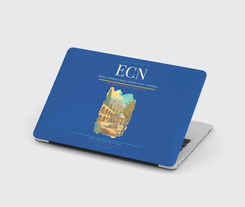 Ercan International Airport (ECN) design on blue MacBook case