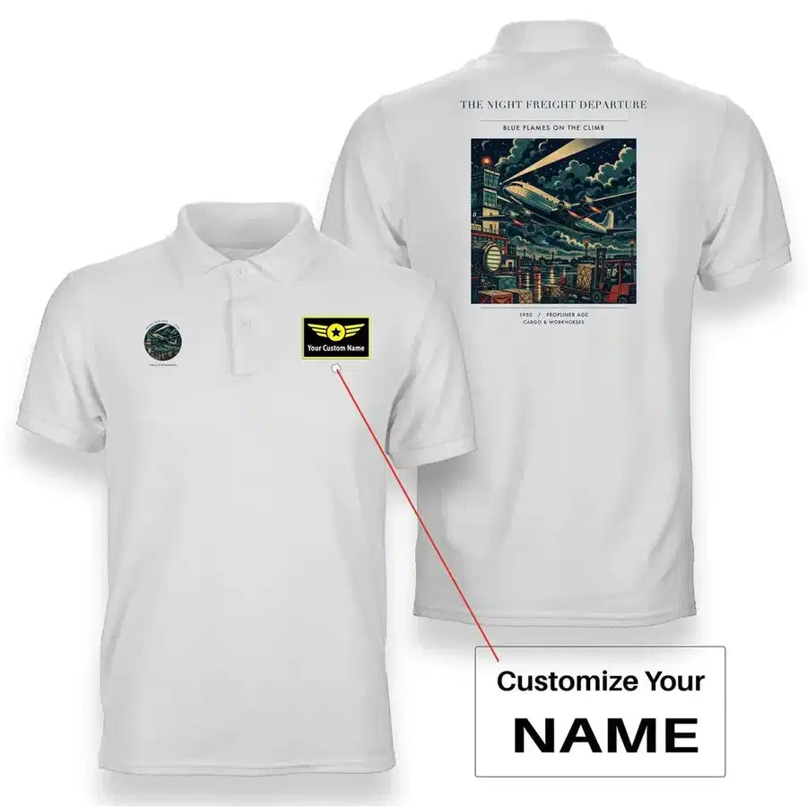 VINTAGE G4248 - The Night Freight Departure - Double-Side Polo T-Shirt design on white+name