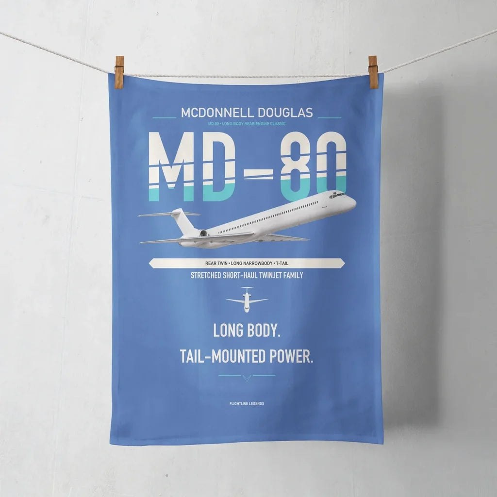 McDonnell Douglas MD-80 design on blue towel